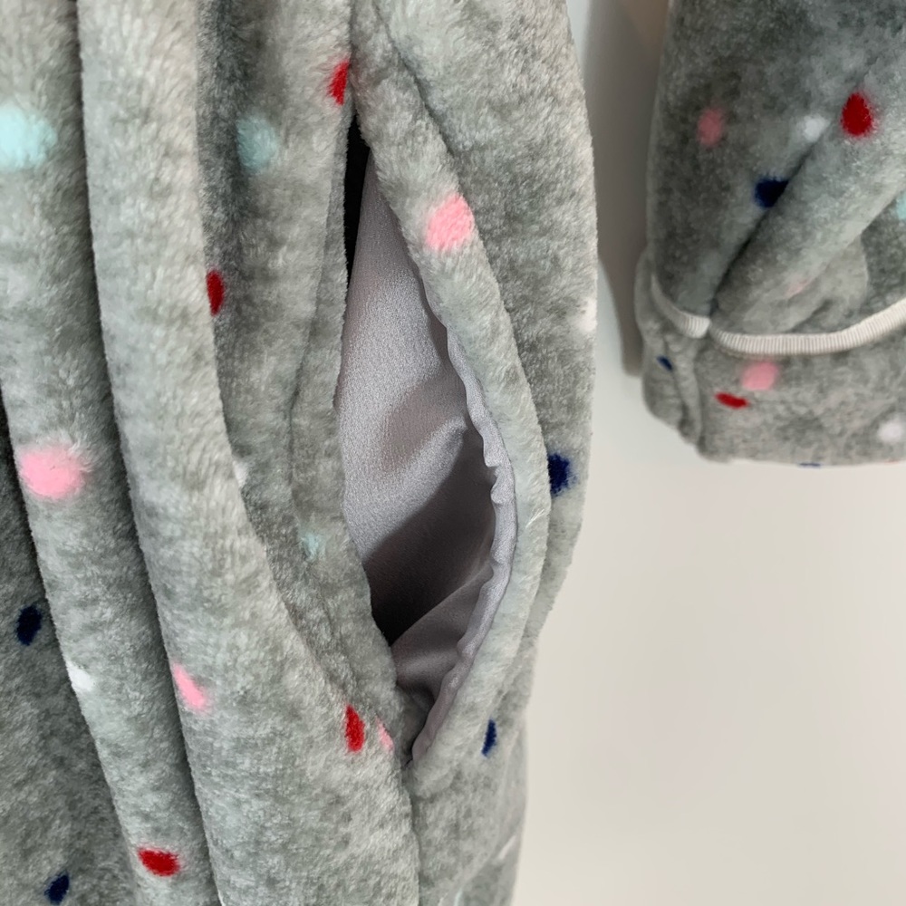 Kate spade Grey Multi Dot Fleece Tie Robe NWT XS/S - Picture 9 of 10